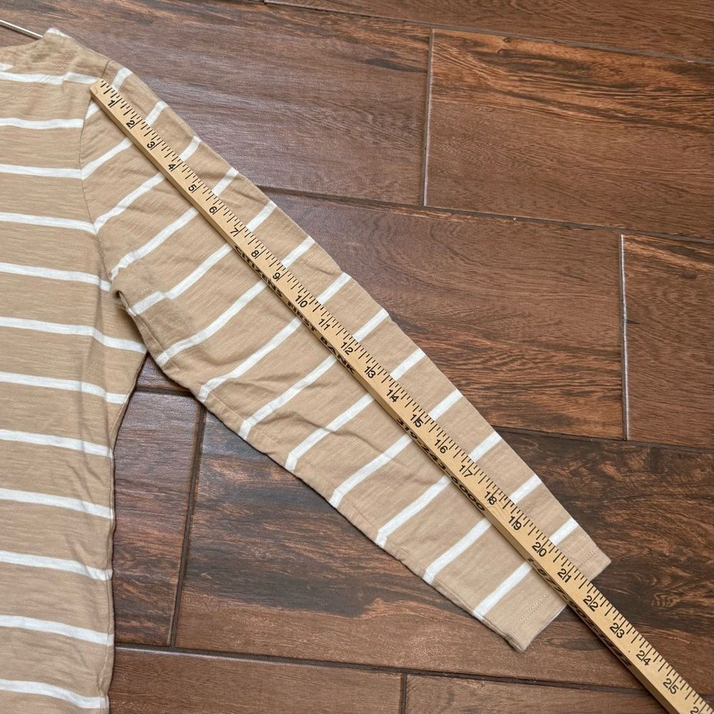 Old Navy Women's Knit T-Shirt Long Sleeve Boat Neck Sz L Earth Brown/Tan Stripe - Picture 4 of 6